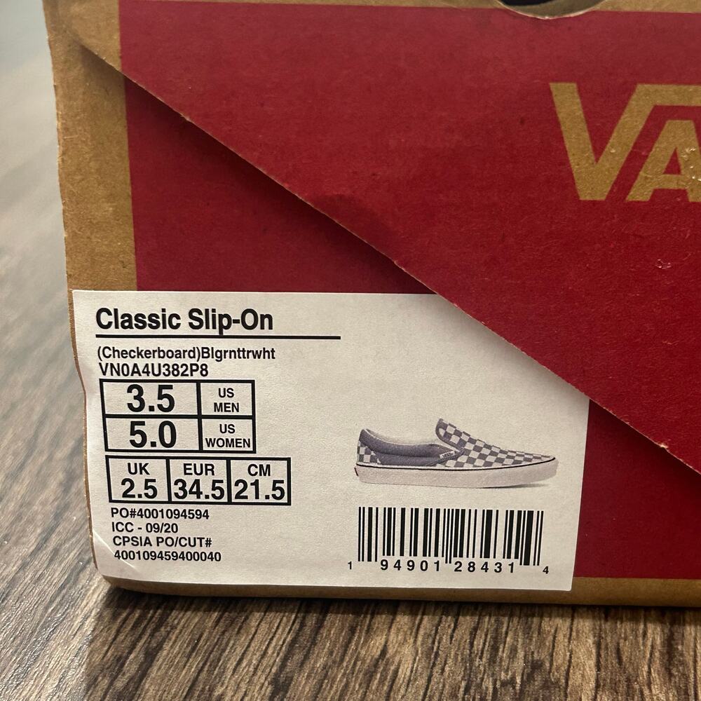 NIB Vans Classic Slip-On Checkerboard Purple Heather Unisex Shoes - Picture 3 of 6